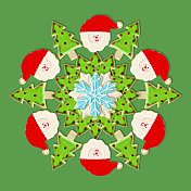 圣诞树、圣诞老人和雪花:用圣诞装饰饼干制作的圣诞花环