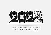 2022年中国新年海报。虎年。向量
