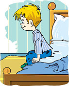 一个小男孩早上醒来 一个小男孩早上醒来