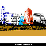 圣莫尼卡城市景观的风格化视角