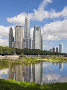 布宜诺斯艾利斯，Puerto Madero，从Reserva观看Ecológica阿根廷