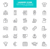 洗衣图标可编辑的笔触。包含诸如洗衣机,洗衣店,烘干机的图标 洗衣图标可编辑的笔触。包含诸如洗衣机,洗衣店,烘干机的图标