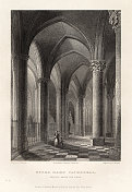 法国大教堂，巴黎圣母院，法国，古董法国版画，1837年