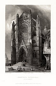 法国大教堂，博韦大教堂，博韦，瓦兹，法国，古董法国版画，1837年