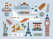 世界旅游&地标-亮线系列 世界旅游&地标-亮线系列