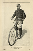 Julien Léon Loizillon将军，法国士兵和政治家，骑自行车，战争部长