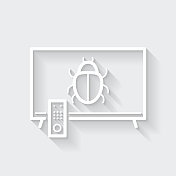 电视与错误。图标与空白背景上的长阴影-平面设计 电视与错误。图标与空白背景上的长阴影-平面设计