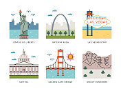 美国旅游地标-亮线大图标系列