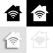 智能家居。图标设计。空白,白色和黑色背景-线图标 智能家居。图标设计。空白,白色和黑色背景-线图标