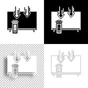 发送到电视。图标设计。空白，白色和黑色背景-线图标