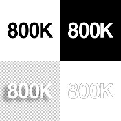 80万，80万- 80万。图标设计。空白，白色和黑色背景-线图标