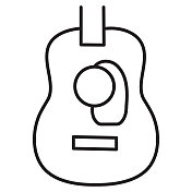 音乐商店乐器原声吉他细线图标在白色背景-可编辑的笔画