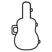 音乐商店乐器吉他盒细线图标上的白色背景-可编辑的笔画