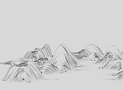 中国传统的黑白山水画、山水画 中国传统的黑白山水画、山水画