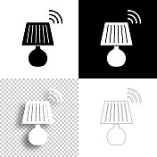 智能灯。图标设计。空白，白色和黑色背景-线图标