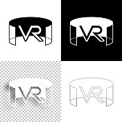 VR -虚拟现实。图标设计。空白，白色和黑色背景-线图标