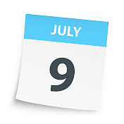 7月9日-白色背景上的每日日历