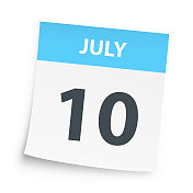 7月10日-白色背景上的每日日历