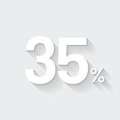 35% - 35%。图标与空白背景上的长阴影-平面设计