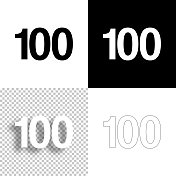 100 - 100。图标设计。空白，白色和黑色背景-线图标