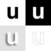 字母u.图标设计。空白，白色和黑色背景-线图标