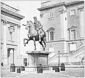 罗马的古董旅行照片:坎皮多里奥广场，马可・奥里利乌斯雕像