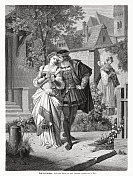 《浮士德与格雷琴》，出自歌德木版版画《浮士德》，1870年出版