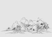 中国传统山水画黑白插图 中国传统山水画黑白插图