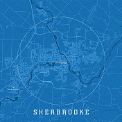 Sherbrooke QC城市矢量路线图蓝色文本