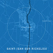 Saint-Jean-sur-Richelieu QC城市矢量路线图蓝色文本