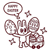 复活节快乐，复活节兔子和复活节彩蛋和手推车