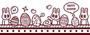 一群复活节兔子在工厂用生产线制作复活节彩蛋