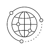 全球业务矢量线图标，简单细线图标
