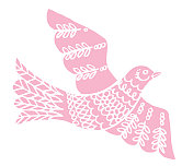 手绘涂鸦鸽子在一个透明的背景粉红色