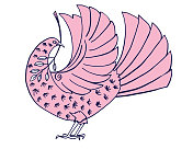 手绘涂鸦鸽子在一个透明的背景粉红色