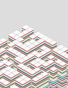 彩色三维立方体迷宫几何形状图案背景