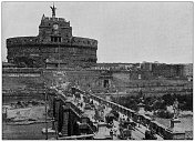 世界地标的古董照片(大约1894年):圣天使堡，罗马，意大利