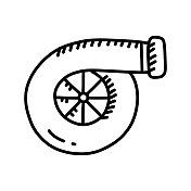 涡轮手绘制图标,涂鸦风格矢量插图 涡轮手绘制图标,涂鸦风格矢量插图