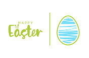 复活节快乐卡片和手绘彩蛋。向量
