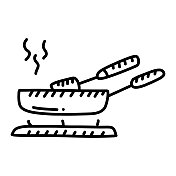 油炸手绘制图标,涂鸦风格矢量插图 油炸手绘制图标,涂鸦风格矢量插图