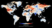 世界地图地表温度异常2021年6月