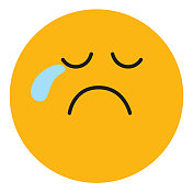 可爱的社交媒体表情符号悲伤的眼泪，橙色的背景