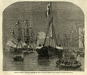 19世纪，1858年，弗雷德里克・威廉王子和公主乘坐蒸汽船在安特卫普登陆