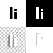字母I -大写和小写。图标设计。空白，白色和黑色背景-线图标
