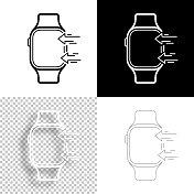 送到smartwatch。图标设计。空白，白色和黑色背景-线图标