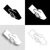 非接触式支付。图标设计。空白，白色和黑色背景-线图标