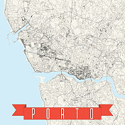 波尔图，葡萄牙矢量地图