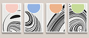 矢量现代潮流卡套单色条纹几何图案极简主义横幅设计元素集合，抽象的背景