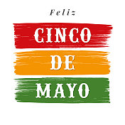 Cinco de Mayo海报或传单设计模板与刷子。