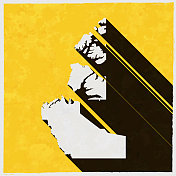 西北地区地图与长阴影纹理黄色背景